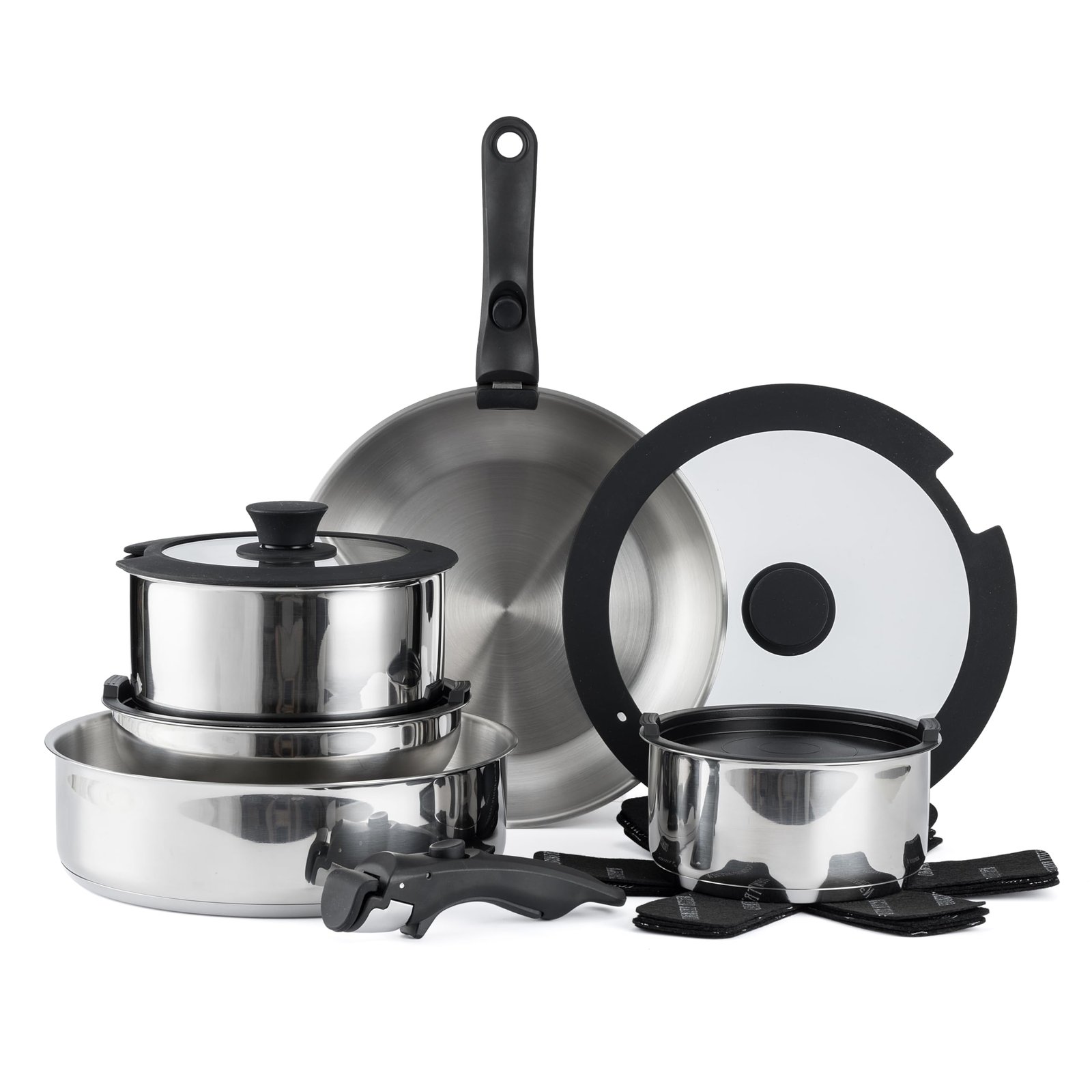 71xof-w1ajL.jpg Country Kitchen Cookware Set with Removable Handle, Oven & RV Safe Pots and Pans Set, Stainless Steel, Original - Image 1