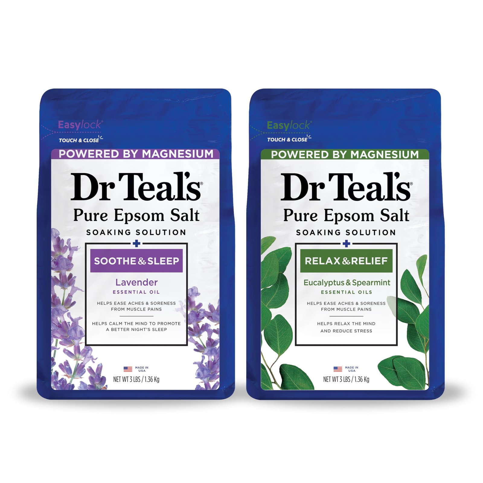 816c6BrCibL.jpg Dr Teal's Pure Epsom Salt, Lavender & Eucalyptus Duo Bundle, 3 lbs (Pack of 2) - Image 1