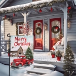 Cryfox Merry Christmas Garden Flags Xmas Red Truck Double Sided 12 x 18 Winter Snow Holiday Yard Flags for Outside Seasonal Outdoor Yard Garden Decorations - Image 6