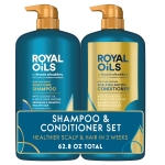 Head & Shoulders Royal Oils Dandruff Shampoo and Conditioner Set, Coconut Oil & Apple Cider Vinegar, Moisture Renewal, Scalp Relief, Curly & Coily Hair, Anti Dandruff, 31.4 Fl Oz Each, 2 Pack