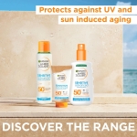 Garnier Ambre Solaire SPF 50+ Sensitive Advanced Sun Cream Spray, High Protection, Factor 50, Water Resistant, Non-Greasy, Fragrance-Free, Hypoallergenic, UVA UVB Protection with Ceramide, 150ml - Image 2