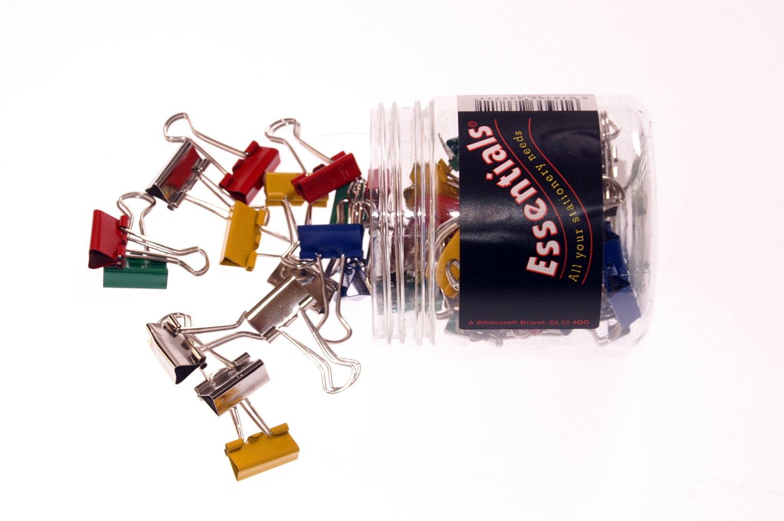 Whitecroft Essentials 23771 Tubs 19mm Fold Back Clips - Assorted Colours (Pack of 50)