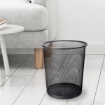 KEPLIN Round Trash Can Bin - 1 Pack Black Non-slip Mesh Bins | Waste Paper Bin | Sturdy Metal Bin Indoor Waste Bin for Home, Bedroom, Office, Bathroom, Living Room, Kitchen - Image 7