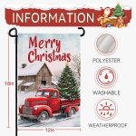 Cryfox Merry Christmas Garden Flags Xmas Red Truck Double Sided 12 x 18 Winter Snow Holiday Yard Flags for Outside Seasonal Outdoor Yard Garden Decorations - Image 3