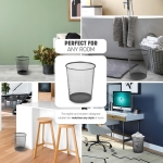 KEPLIN Round Trash Can Bin - 1 Pack Black Non-slip Mesh Bins | Waste Paper Bin | Sturdy Metal Bin Indoor Waste Bin for Home, Bedroom, Office, Bathroom, Living Room, Kitchen - Image 4