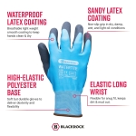 Blackrock Watertite Waterproof Gloves, Work Gloves Men Women Unisex, Protective, Latex Wet Weather Grip, Gardening, Elasticated, Dextrous, Heavy Duty, Car Washing, Bricklaying, Thick, Size 8/Medium - Image 4