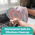 Trimming Shop 16pcs Melamine Dinner Set | Plates, Dessert Plates, Bowls & Cups | Moroccan Dinner Set | Party Dinnerware | Service for 4 | Reusable Dinnerware Set for Indoor, Outdoor, Picnic & Camping - Image 6