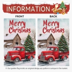 Cryfox Merry Christmas Garden Flags Xmas Red Truck Double Sided 12 x 18 Winter Snow Holiday Yard Flags for Outside Seasonal Outdoor Yard Garden Decorations - Image 2