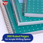 Pukka Pad A4+ Metallic Jotta Notebook 22.5x29.6 cm Wirebound, 80 GSM Paper, 200 Pages, 8mm Lined with 4-Hole Punch Margins, Perforated Edges Notebook for School & Office (Green) (Pack of 3) - Image 4