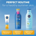 NIVEA SUN Protect & Moisture Sun Lotion SPF 50+ (200 ml), Suncream with Vitamin C and Hyaluron, Provides 48H Moisture and Immediate UVA/UVB Protection, Fast-Absorbing, No White Cast Formula - Image 3