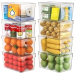 8 Pack Clear Storage Bins with Lids Stackable, Large Plastic Storage Bins with Handle for Pantry Organization and Storage, Perfect Containers for Fridge Organizer, Freezer, Kitchen, Cabinets, Bathroom