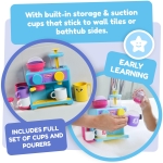Toomies Bath Barista - Pretend Cafe Baby Bath Toys - Wall Mounted Bubble Bath Play Kitchen Toddler Toys - Kids Kitchen Set Includes 3 Cups, 1 Jug, 1 Shaker - +18 Months Boys Toys & Girls Toys - Image 3