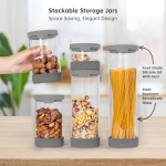 ana wiz Stackable Glass Storage Jar, With Airtight Vent & Silicone Base | Four Sizes & Two Colour Options, Perfect Kitchen Organisation (Teal -1500ml) - Image 7