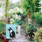 PANHUI Black Cat Welcome Garden Flag,House Decorative Seasonal Outdoor Yard Lawn Double Sided Flag 12 x 18 Inch - Image 3