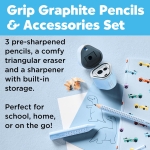 Faber-Castell Grip 580074 Pencil Set with Sharpener and Eraser 5-Piece Writing Set Sky Blue - Image 10