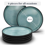 Ibiza Stoneware Dinnerware Set for 6 - Elegant Dishware - Dishwasher & Microwave Safe - Complete Dining Ensemble - Plates for Dining Service - Pure Living in Dark Petrol - Image 7