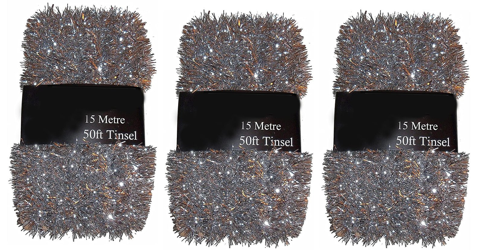 Homestreet® Extra Long 45 metre, 150 foot, Tinsel in a choice of Red, Silver or Gold Xmas Decoration. (SILVER)