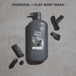 DOVE MEN + CARE Body and Face Scrub Charcoal + Clay Body Wash for Men with 24-Hour Nourishing Micromoisture Technology 30 oz - Image 6
